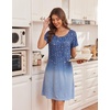 image:imageEkouaer Nightgowns for Women Short Sleeve Night Dress Printed SleepwearDark Blue Vine