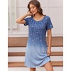 image:imageEkouaer Nightgowns for Women Short Sleeve Night Dress Printed SleepwearDark Blue Vine