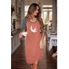 image:imageEkouaer Nightgowns for Women Short Sleeve Night Dress Printed SleepwearPinkmoon