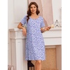image:imageEkouaer Nightgowns for Women Short Sleeve Night Dress Printed SleepwearPurple Point