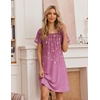 image:imageEkouaer Nightgowns for Women Short Sleeve Night Dress Printed SleepwearPurple Vine