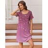 image:imageEkouaer Nightgowns for Women Short Sleeve Night Dress Printed SleepwearPurple Vine