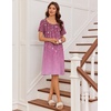 image:imageEkouaer Nightgowns for Women Short Sleeve Night Dress Printed SleepwearPurple Vine