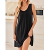 image:imageEkouaer Nightgowns for Women Sleeveless Sleep Shirt Tank V Neck Night GownBlack