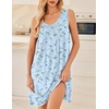 image:imageEkouaer Nightgowns for Women Sleeveless Sleep Shirt Tank V Neck Night GownFloral Blue
