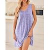 image:imageEkouaer Nightgowns for Women Sleeveless Sleep Shirt Tank V Neck Night GownFloral Purple