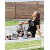 image:imageEkouaer Pajama Sets for Women 2 Piece Short Sleeve Pj V Neck Chest PocketBlack Monstera