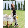 image:imageEkouaer Pajama Sets for Women 2 Piece Short Sleeve Pj V Neck Chest PocketBlack Monstera