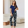 image:imageEkouaer Pajama Sets for Women 2 Piece Short Sleeve Pj V Neck Chest PocketBlack Navy Floral