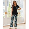 image:imageEkouaer Pajama Sets for Women 2 Piece Short Sleeve Pj V Neck Chest PocketBlackblue Flower