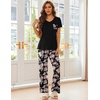 image:imageEkouaer Pajama Sets for Women 2 Piece Short Sleeve Pj V Neck Chest PocketBlackpink Flower