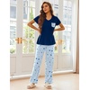 image:imageEkouaer Pajama Sets for Women 2 Piece Short Sleeve Pj V Neck Chest PocketBluenavy Star