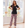 image:imageEkouaer Pajama Sets for Women 2 Piece Short Sleeve Pj V Neck Chest PocketCheetah Bow Tie