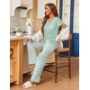 image:imageEkouaer Pajama Sets for Women 2 Piece Short Sleeve Pj V Neck Chest PocketGreen Daisy