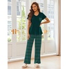 image:imageEkouaer Pajama Sets for Women 2 Piece Short Sleeve Pj V Neck Chest PocketGreen Plaid