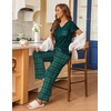 image:imageEkouaer Pajama Sets for Women 2 Piece Short Sleeve Pj V Neck Chest PocketGreen Plaid