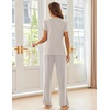 image:imageEkouaer Pajama Sets for Women 2 Piece Short Sleeve Pj V Neck Chest PocketGrey Striped