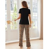 image:imageEkouaer Pajama Sets for Women 2 Piece Short Sleeve Pj V Neck Chest PocketLeopard Brown