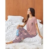 image:imageEkouaer Pajama Sets for Women 2 Piece Short Sleeve Pj V Neck Chest PocketMauve Floral