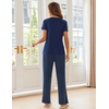 image:imageEkouaer Pajama Sets for Women 2 Piece Short Sleeve Pj V Neck Chest PocketNavy Dots