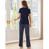 image:imageEkouaer Pajama Sets for Women 2 Piece Short Sleeve Pj V Neck Chest PocketNavy Starry Sky