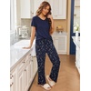 image:imageEkouaer Pajama Sets for Women 2 Piece Short Sleeve Pj V Neck Chest PocketNavy Starry Sky