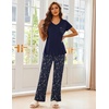 image:imageEkouaer Pajama Sets for Women 2 Piece Short Sleeve Pj V Neck Chest PocketNavy Starry Sky