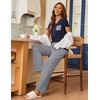 image:imageEkouaer Pajama Sets for Women 2 Piece Short Sleeve Pj V Neck Chest PocketNavy Striped
