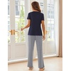 image:imageEkouaer Pajama Sets for Women 2 Piece Short Sleeve Pj V Neck Chest PocketNavy Striped