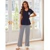 image:imageEkouaer Pajama Sets for Women 2 Piece Short Sleeve Pj V Neck Chest PocketNavy Striped