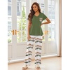 image:imageEkouaer Pajama Sets for Women 2 Piece Short Sleeve Pj V Neck Chest PocketOmbre Green