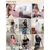 image:imageEkouaer Pajama Sets for Women 2 Piece Short Sleeve Pj V Neck Chest PocketPinkblack Flower
