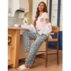 image:imageEkouaer Pajama Sets for Women 2 Piece Short Sleeve Pj V Neck Chest PocketPinkgrey Star
