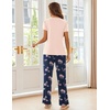 image:imageEkouaer Pajama Sets for Women 2 Piece Short Sleeve Pj V Neck Chest PocketPinknavy Flower