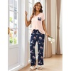 image:imageEkouaer Pajama Sets for Women 2 Piece Short Sleeve Pj V Neck Chest PocketPinknavy Flower