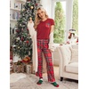 image:imageEkouaer Pajama Sets for Women 2 Piece Short Sleeve Pj V Neck Chest PocketRedgreen Plaid