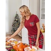 image:imageEkouaer Pajama Sets for Women 2 Piece Short Sleeve Pj V Neck Chest PocketRedgreen Plaid