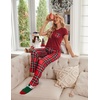 image:imageEkouaer Pajama Sets for Women 2 Piece Short Sleeve Pj V Neck Chest PocketRedgreen Plaid