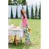 image:imageEkouaer Pajama Sets for Women 2 Piece Short Sleeve Pj V Neck Chest PocketRose Pink Palm Leaves