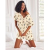image:imageEkouaer Pajamas Set for Women Short Sleeve Lounge Set 2 Piece Soft Cute PjsBeige Butterfly