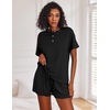 image:imageEkouaer Pajamas Set for Women Short Sleeve Lounge Set 2 Piece Soft Cute PjsBlack