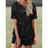 image:imageEkouaer Pajamas Set for Women Short Sleeve Lounge Set 2 Piece Soft Cute PjsBlack Sky