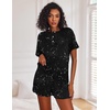 image:imageEkouaer Pajamas Set for Women Short Sleeve Lounge Set 2 Piece Soft Cute PjsBlack Sky