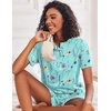 image:imageEkouaer Pajamas Set for Women Short Sleeve Lounge Set 2 Piece Soft Cute PjsBlue Flower