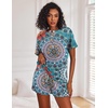image:imageEkouaer Pajamas Set for Women Short Sleeve Lounge Set 2 Piece Soft Cute PjsBlue Round Flower
