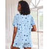 image:imageEkouaer Pajamas Set for Women Short Sleeve Lounge Set 2 Piece Soft Cute PjsBlue Star