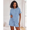 image:imageEkouaer Pajamas Set for Women Short Sleeve Lounge Set 2 Piece Soft Cute PjsClear Blue Floral