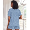 image:imageEkouaer Pajamas Set for Women Short Sleeve Lounge Set 2 Piece Soft Cute PjsClear Blue Floral