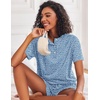 image:imageEkouaer Pajamas Set for Women Short Sleeve Lounge Set 2 Piece Soft Cute PjsClear Blue Floral