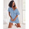 image:imageEkouaer Pajamas Set for Women Short Sleeve Lounge Set 2 Piece Soft Cute PjsClear Blue Floral
